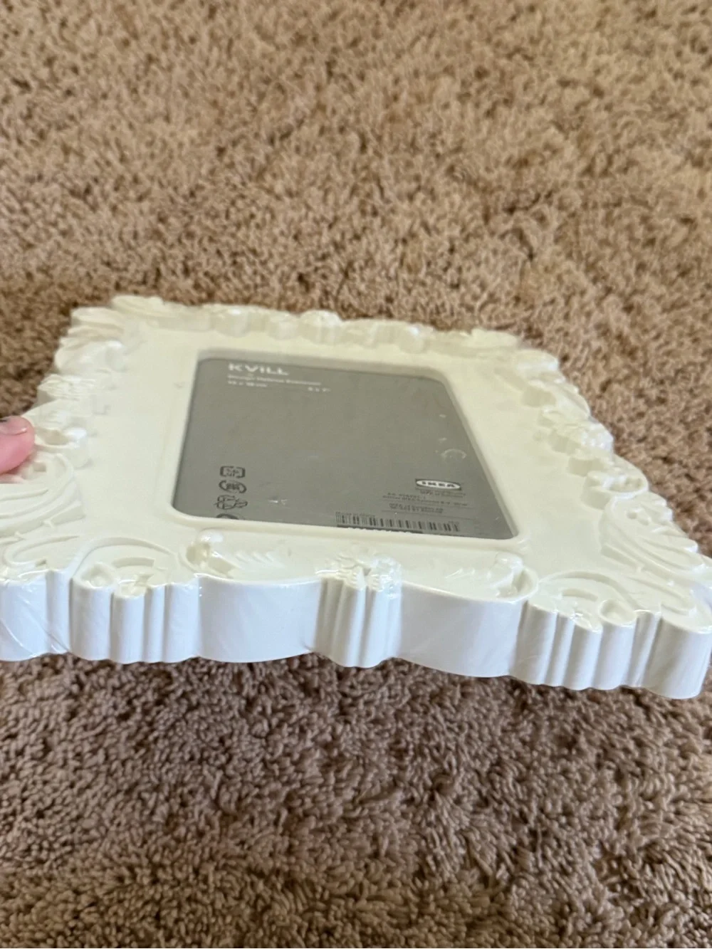 New in plastic IKEA KVILL Ornate White floral scroll Picture Frame 5x7 white